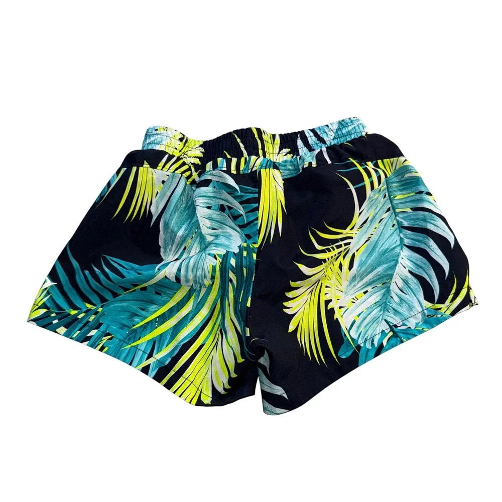 Old Navy Active Shorts L (10-12) Blue Tropical Palm Leaf Go-Dry Athletic‎ Gym